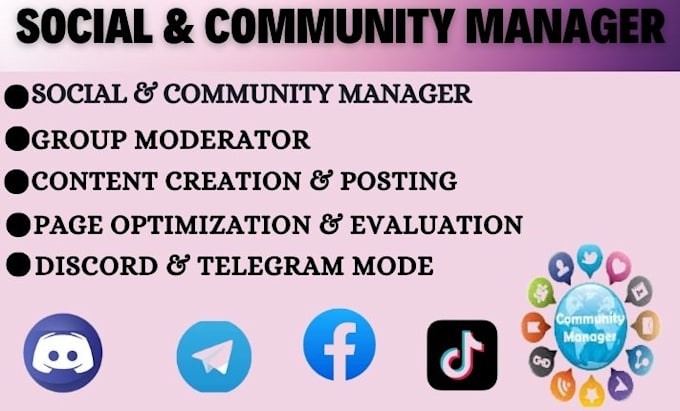 Gig Preview - Be your community and social media manager on discord, facebook, and twitter