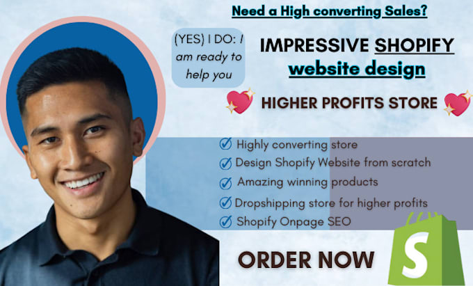 Gig Preview - Design, build and redesign shopify dropshipping store for higher profits, market