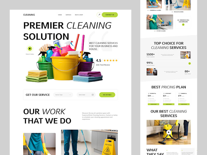 Gig Preview - Design cleaning service website, house, office, , booking koala website