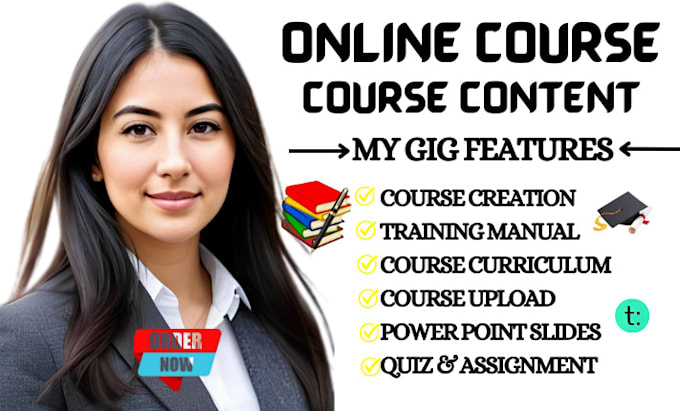 Gig Preview - Create online course content training manual course creation ebook writer ppt