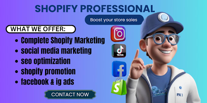 Gig Preview - Do complete shopify ecommerce marketing SEO social media promotion fb ad manager