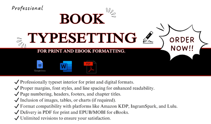 Gig Preview - Do a professional book typesetting for print and ebook formatting