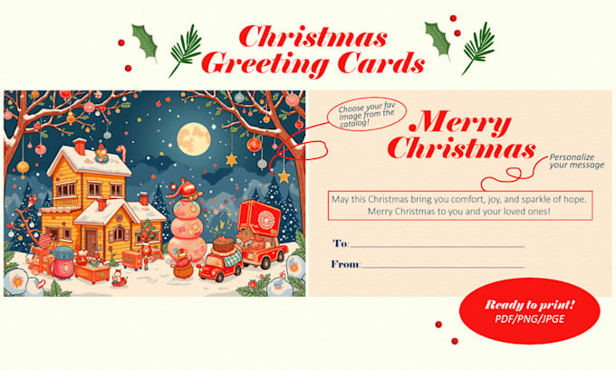 Gig Preview - Make you a beautiful christmas greeting card ready to print