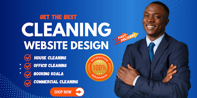 Gig Preview - Design cleaning website, house cleaning website, booking koala, office cleaning