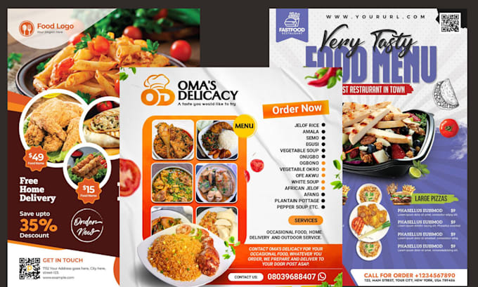 Gig Preview - Design static or animated restaurant food or drinks flyer, food promo on canva