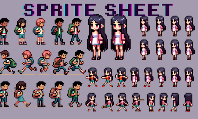 Bestseller - 2d game sprite sheet, retro game asset, character animation for rpg, pixel art