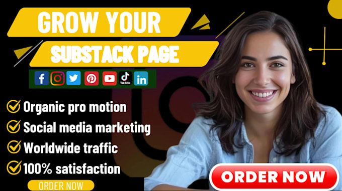 Gig Preview - Organically promote your substack page, substack page promotion to real audience