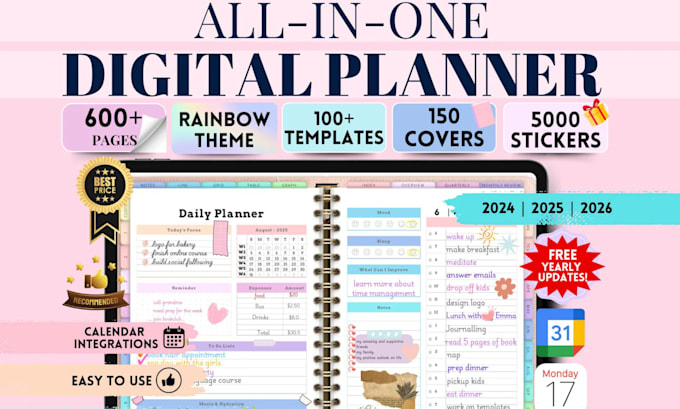 Gig Preview - Do a year printable planner, 2025 digital planner with calendar, digital product