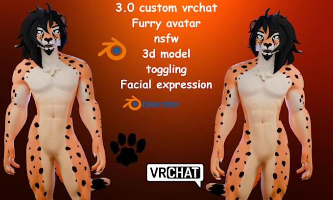 Gig Preview - Do custom 3d vrchat, furry, fursona avatar, vr character, vtuber model