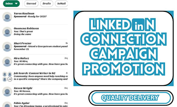 Gig Preview - Targeted organic linkedin audience through connection send message requests