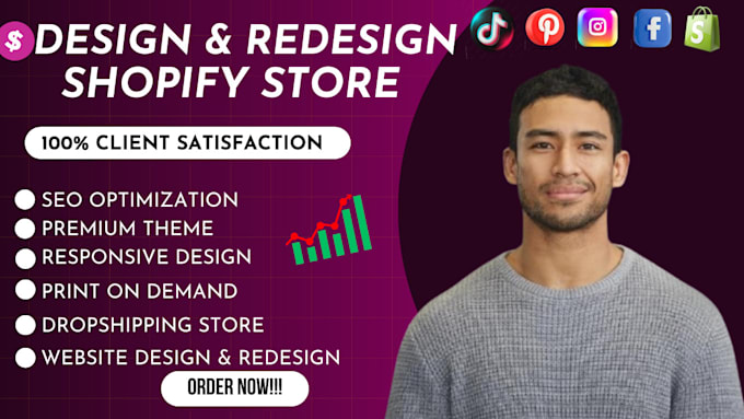 Gig Preview - Do shopify store design or shopify website design, redesign shopify store