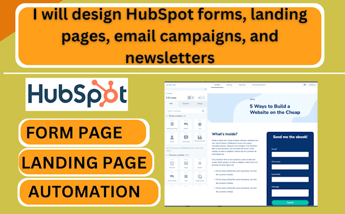 Gig Preview - Design hubspot forms, landing pages, campaigns and automation newsletter