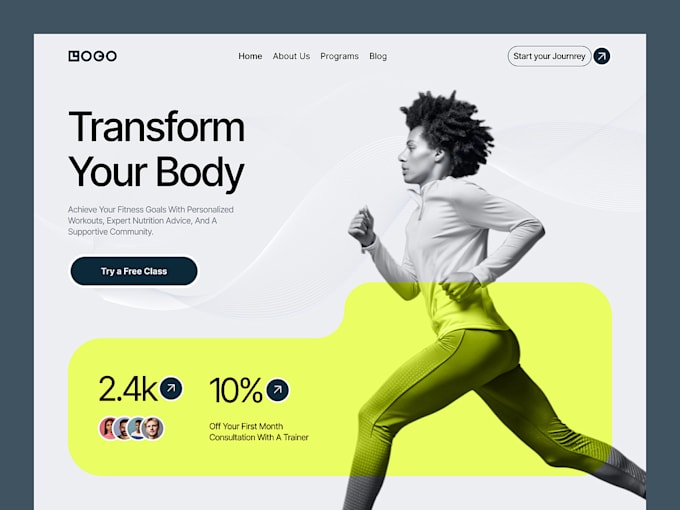 Gig Preview - Design a website for personal trainer, fitness trainer, coach, yoga, gym website