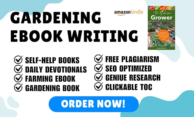 Gig Preview - Write your amazon kindle gardening ebook, KDP gardening ghostwriter, and ebook