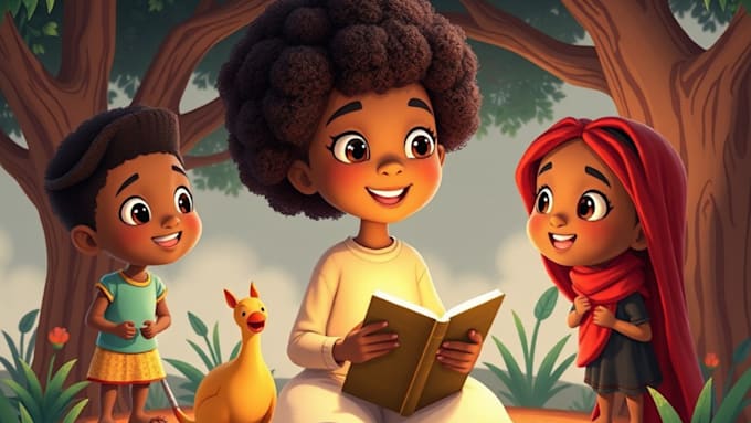 Gig Preview - African american 3d illustration children stories character design kids book