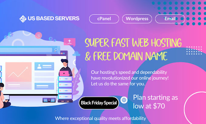 Gig Preview - Setup fast USA based webhosting acct with free domain and email for your website