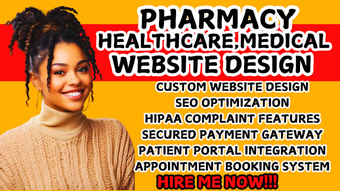 Gig Preview - Build pharmacy medical healthcare clinic doctor hospital website pharmacy store