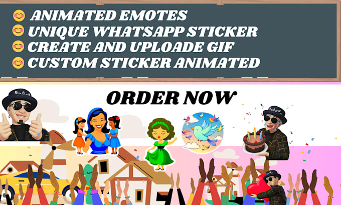 Gig Preview - Design unique animated stickers for whatsapp,  instagram, tiktok, telegram, fb