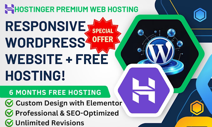 Gig Preview - Create professional wordpress website with free hostinger premium hosting