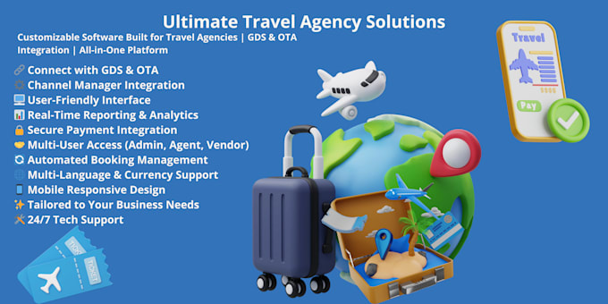 Gig Preview - Travel agency software gds and ota integration hotel and flight booking