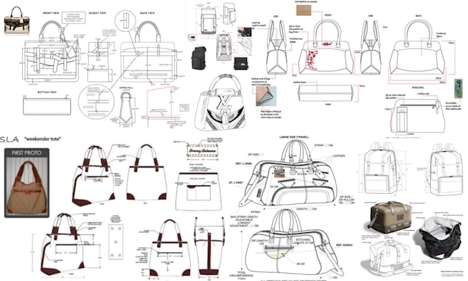 Gig Preview - Design any bags, handbag, tote bag, duffle bag, technical drawing and tech pack