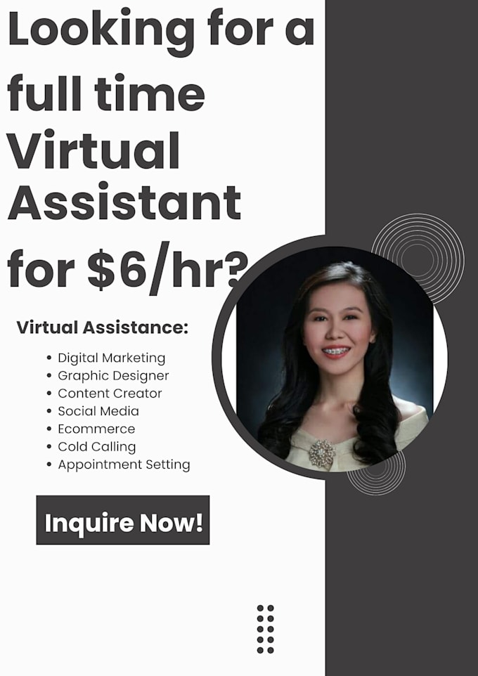 Gig Preview - Hire a part time or full time low cost virtual assistant for you