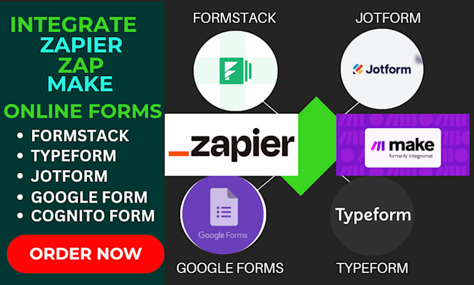 Gig Preview - Automate zapier zap make com integration google form jotform formstack typeform