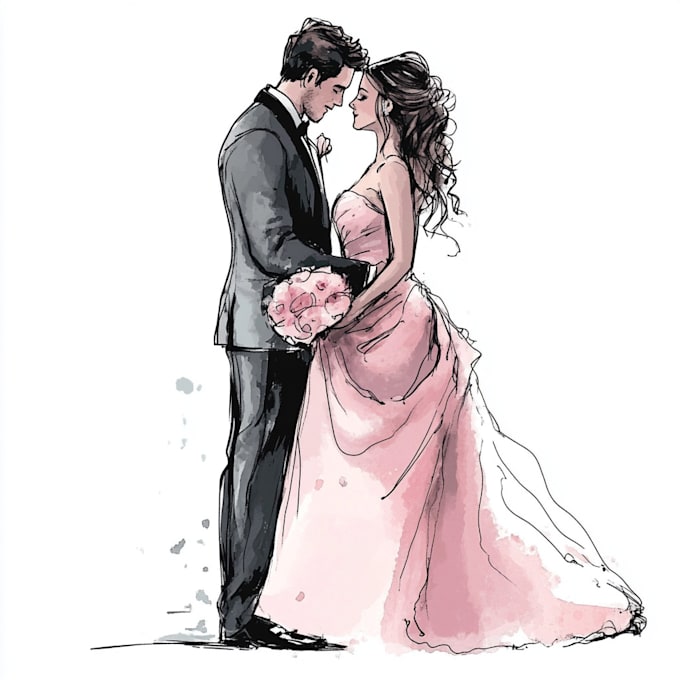 Gig Preview - Do couple portrait illustration from your photo