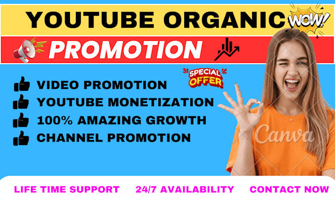 Gig Preview - Do organic youtube channel promotion for monetization and grow subscription