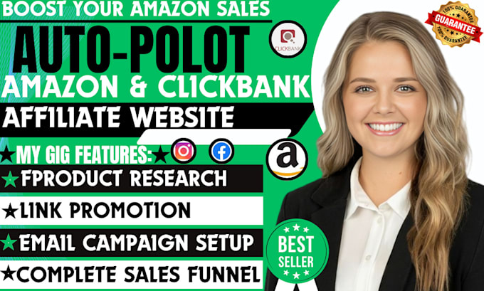 Gig Preview - Build autopilot amazon affiliate website and clickbank affiliate sales funnel