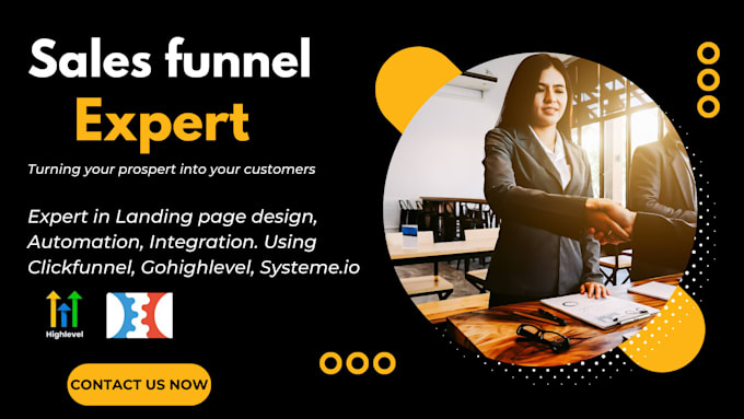 Gig Preview - Sales funnel in systeme io, clickfunnels sales funnel gohighlevel landing page