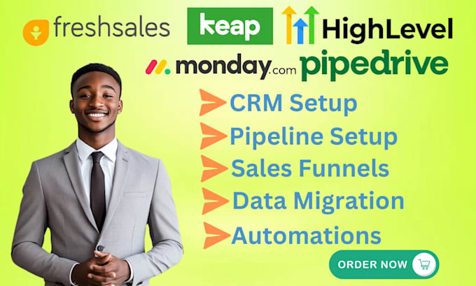 Bestseller - do pipedrive,keap,freshsales,ghl setup,sales funnel, pipeline and data migration