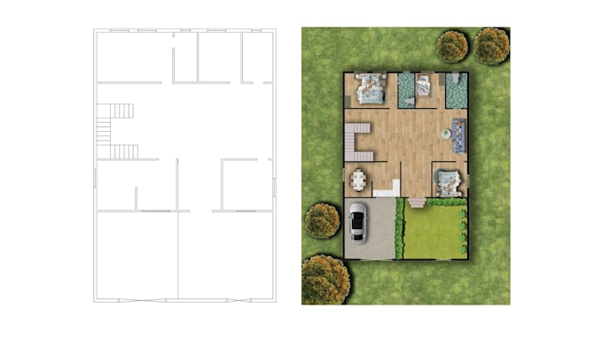 Gig Preview - Render your floor plan in photoshop