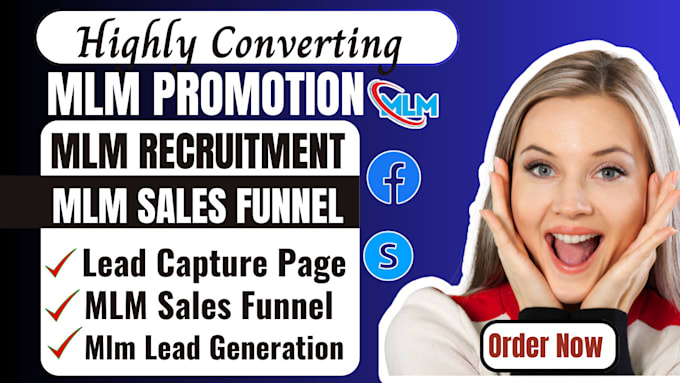 Gig Preview - Do mlm recruitment link promotion network marketing mlm affiliate sales funnel