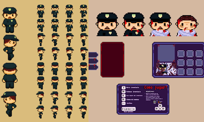 Gig Preview - Illustrate pixel game art  character pixel game art animated gif 2d sprite sheet