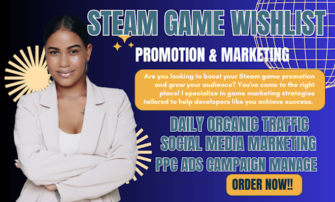 Gig Preview - Raise your steam game wishlist for steam game marketing  steam game promotion