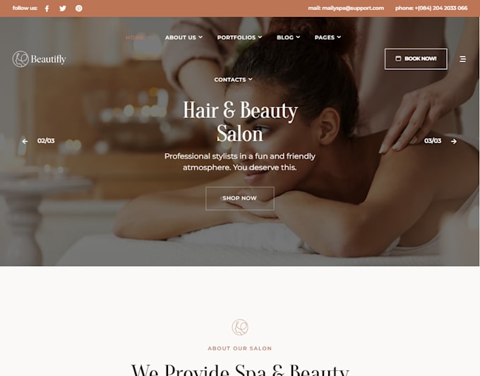 Gig Preview - Design beauty website, cosmetic, salon website, spa website