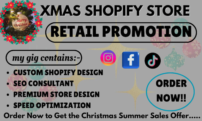 Gig Preview - Create a christmas shopify store merry dropshipping shopify store for xmas