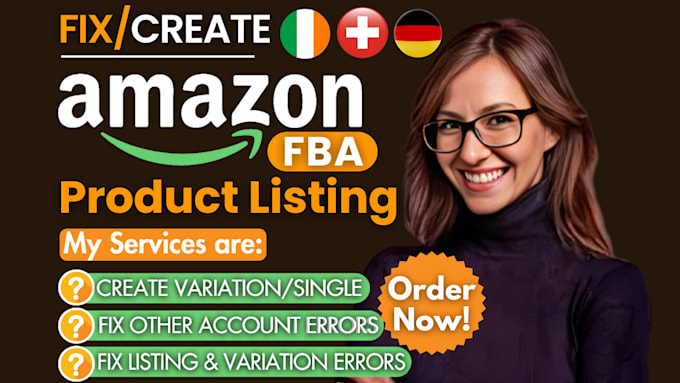 Gig Preview - Create amazon fba product listing and variation or fix amazon listing errors