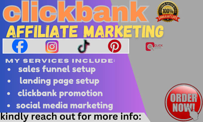 Gig Preview - Do clickbank account affiliate link promotion and affiliate sales funnel setup