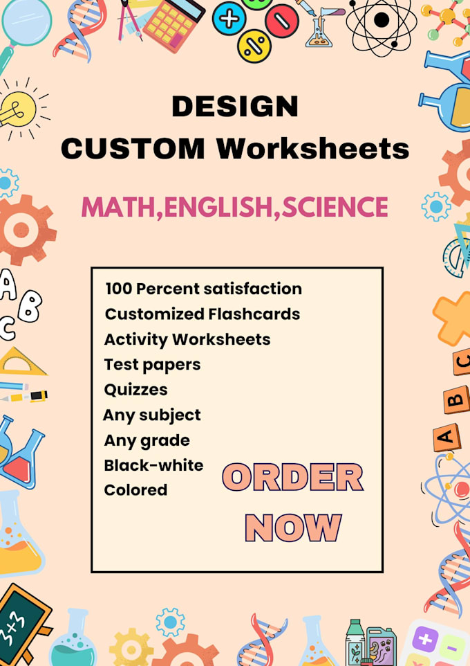 Gig Preview - Design science, english, math worksheets for all grades