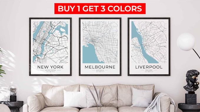 Gig Preview - Design any city or region wall map poster