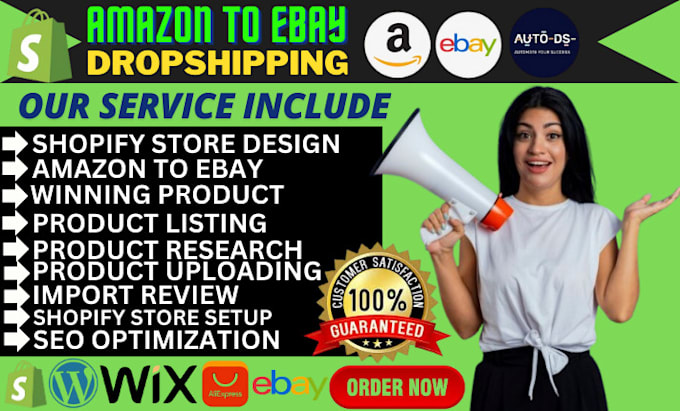 Gig Preview - Do amazon to ebay dropshipping ebay listing autods dser doba product uploading