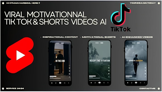 Gig Preview - Create viral motivational shorts tiktok videos with ai precision