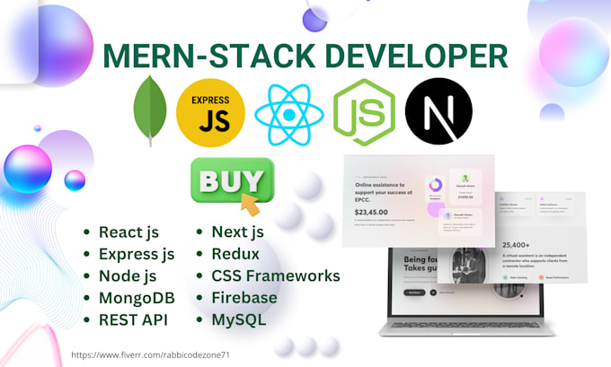 Gig Preview - Develop your full stack web applications using mern stack react js