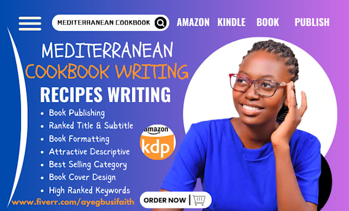 Gig Preview - Be your mediterranean cookbook writer, publish it to amazon KDP as mediterranean