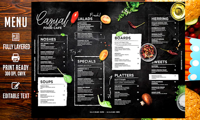 Gig Preview - Create innovative restaurant menu, digital menu and food menu design