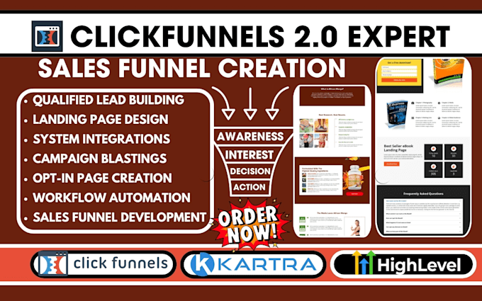 Gig Preview - Build clickfunnels systeme io kartra gohighlevel landing lead pages sales funnel