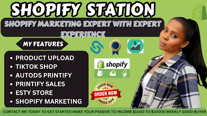 Gig Preview - Do product upload auto ds shopify marketing sales etsy store printify sales