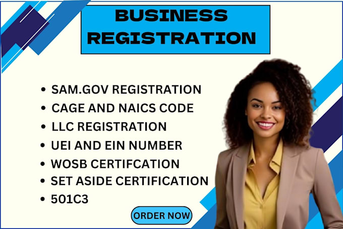 Gig Preview - Register your business, sam gov, 501c3 mbe ein code, naics and cage code